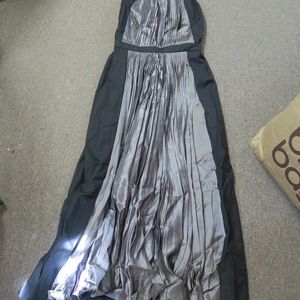 New Carmen Marc Valvo Black / Silver Pleat Dress S